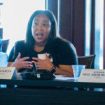Dr. Ashlee Canty, Director of Equity Initiatives at The Hunt Institute, speaks during the "Recruiting and Retaining a Diverse Educator Workforce" session.